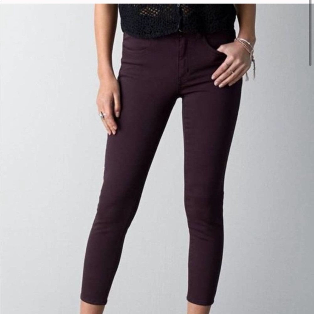 Cropped American Eagle Maroon/Dark Red Jean Skinny
